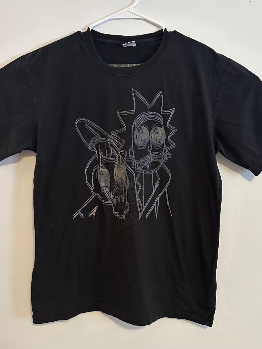 Rick & Morty Trippy Adult Swim Graphic Print T-Shirt Large Black Short Sleeve
